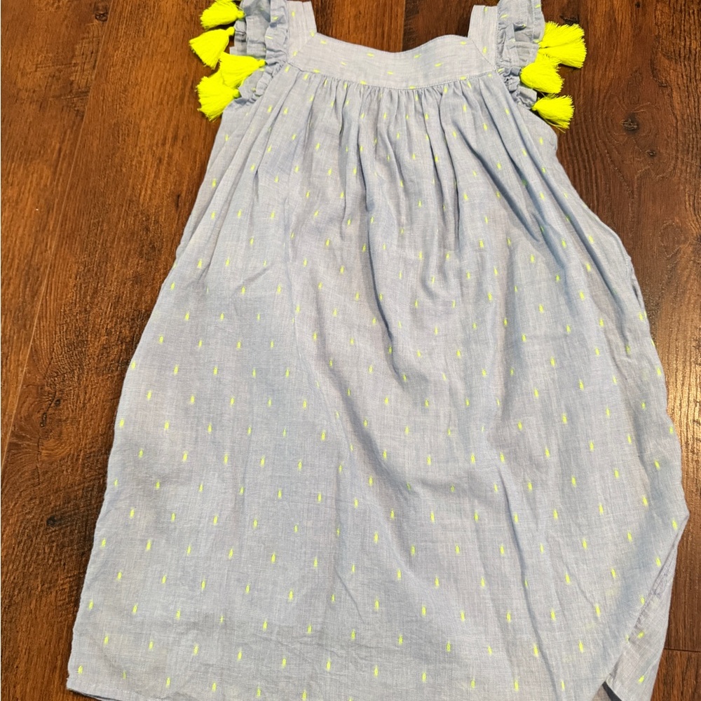 Vineyard Vines Light Blue Sundress with Neon Yellow Tassel Accents